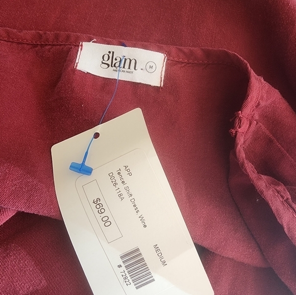 Glam Brand Shift Mini Dress Medium Burgundy Wine Lagenlook Tencel NEW Casual - Picture 7 of 9